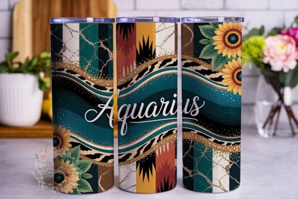 Aquarius Zodiac Glitter 20oz Tumbler