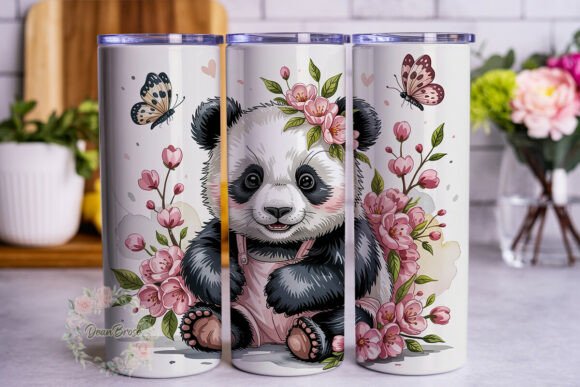 Baby Panda Floral 20oz Tumbler Wrap