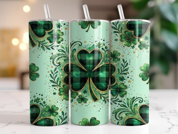 Buffalo Plaid Shamrock Clover Tumbler Design Review