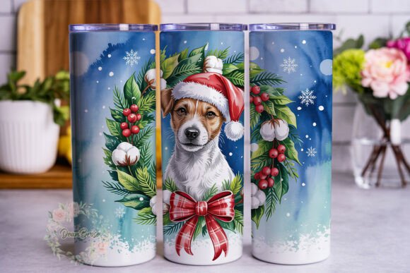 Christmas Dog Wreath 20oz Tumbler Wrap