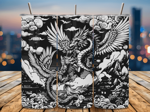 Detailed Japanese Dragon Tumbler