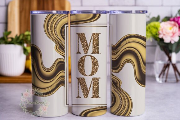 Gold Glitter MOM Fluid Art 20oz Tumbler