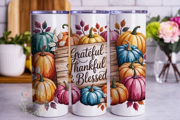 Grateful Thankful Pumpkins 20oz Wrap