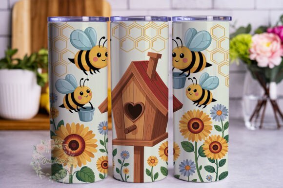 Honey Bee Sunflower Birdhouse Tumbler