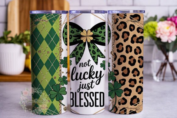 Lucky Leopard Green Glitter 20oz Tumbler