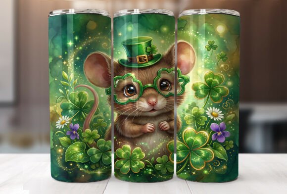 Mouse St. Patrick's Day Tumbler Wrap PNG