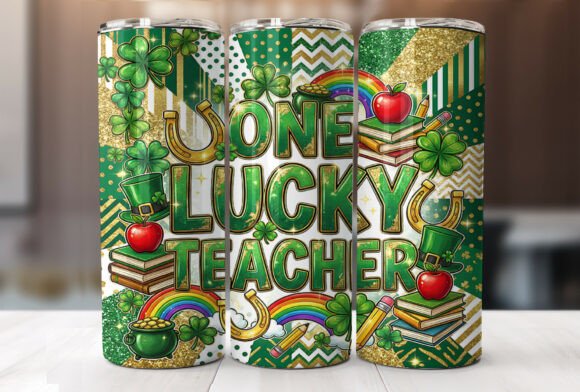 One Lucky Teacher 20oz Tumbler Wrap PNG