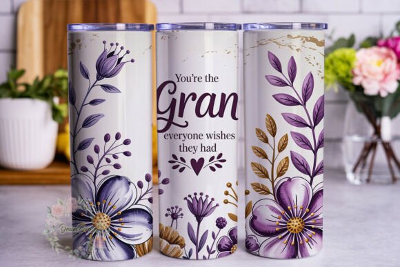 Purple Floral Gran 20oz Tumbler Wrap