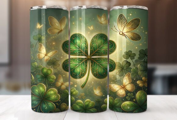 Review: Golden Shamrock Butterfly Tumbler Wrap Design