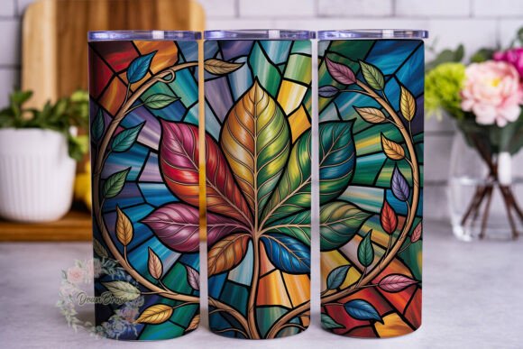 Stained Glass Leaf 20oz Tumbler Wrap