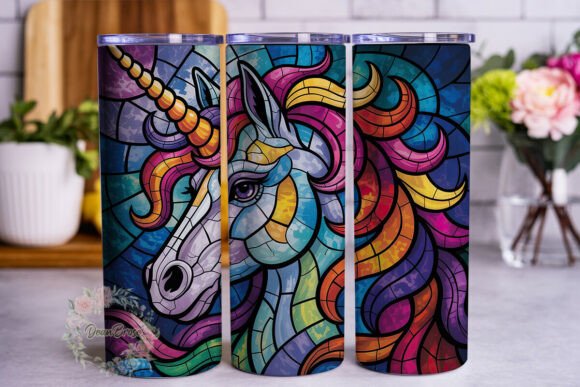 Stained Glass Unicorn Design Tumbler