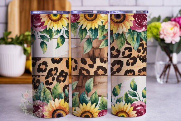 Sunflower Leopard Rustic 20oz Tumbler