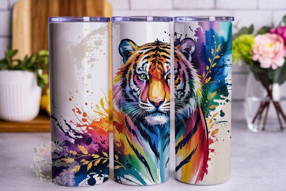 Vibrant Watercolor Tiger 20oz Tumbler